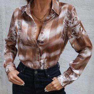 Sheer Cat Button Up